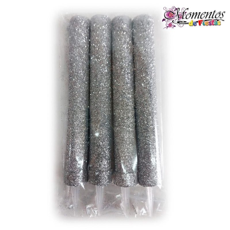 Bengala Brillo x4 Plata Plateado
