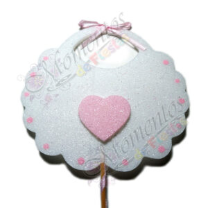 Adorno de Torta - Babero Rosa x5 unidades