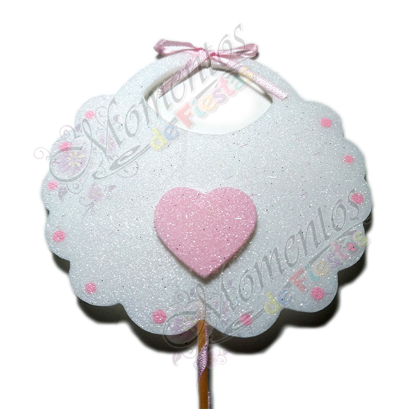 Adorno de Torta - Babero Rosa x5 unidades