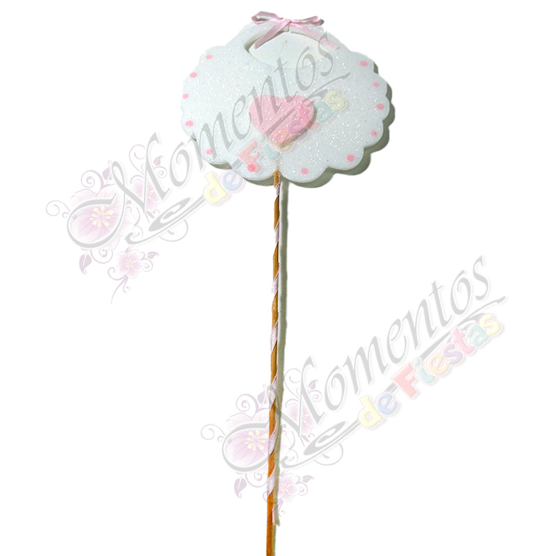 Adorno de Torta - Babero Rosa x5 unidades - Image 3