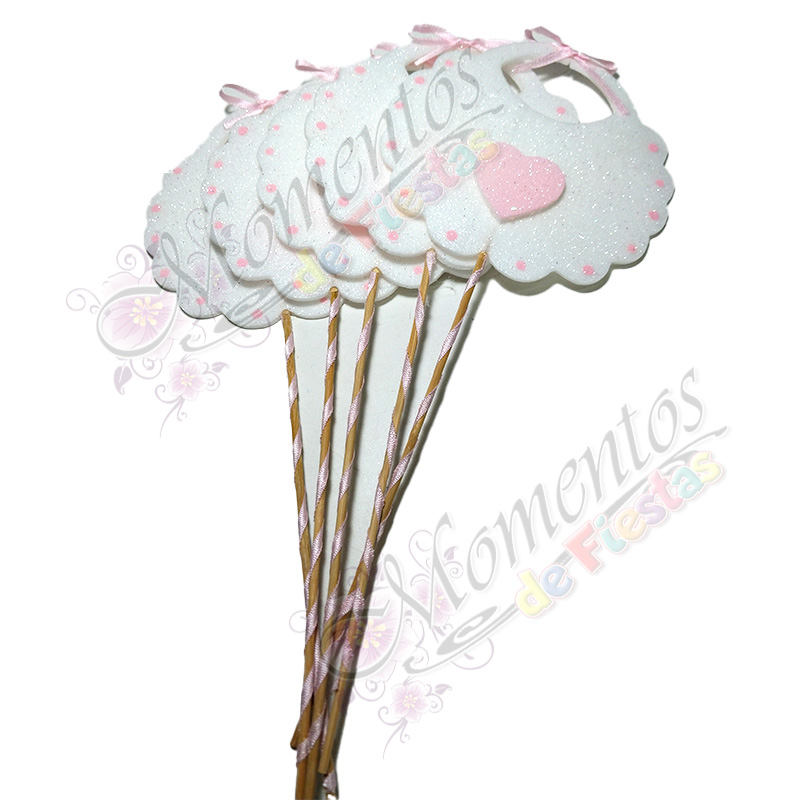 Adorno de Torta - Babero Rosa x5 unidades - Image 2