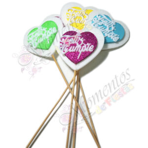Adorno de Torta - Corazón Feliz Cumple Chico x5 unidades