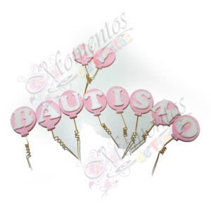 Adorno de Torta - Set Globitos "Mi Bautismo" Rosa