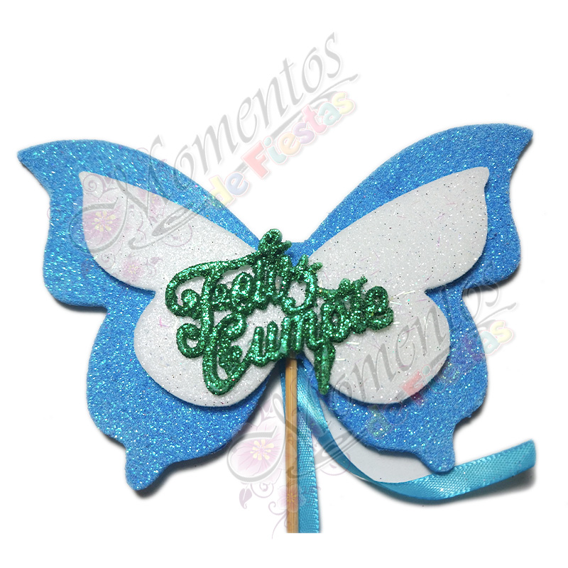 Adorno de Torta - Mariposa Feliz Cumple x5 unidades - Image 4