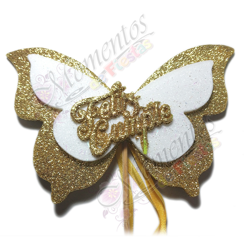 Adorno de Torta - Mariposa Feliz Cumple x5 unidades - Image 6