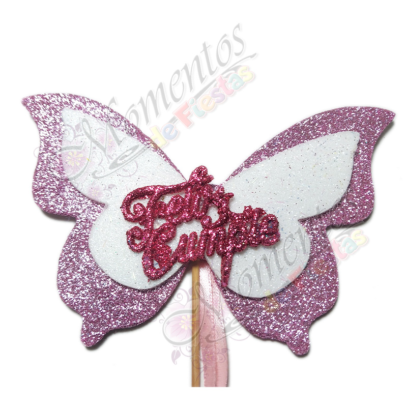 Adorno de Torta - Mariposa Feliz Cumple x5 unidades - Image 3