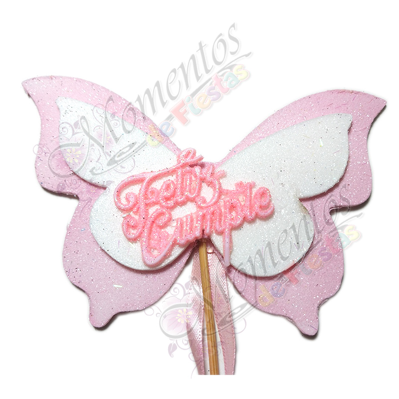 Adorno de Torta - Mariposa Feliz Cumple x5 unidades - Image 2