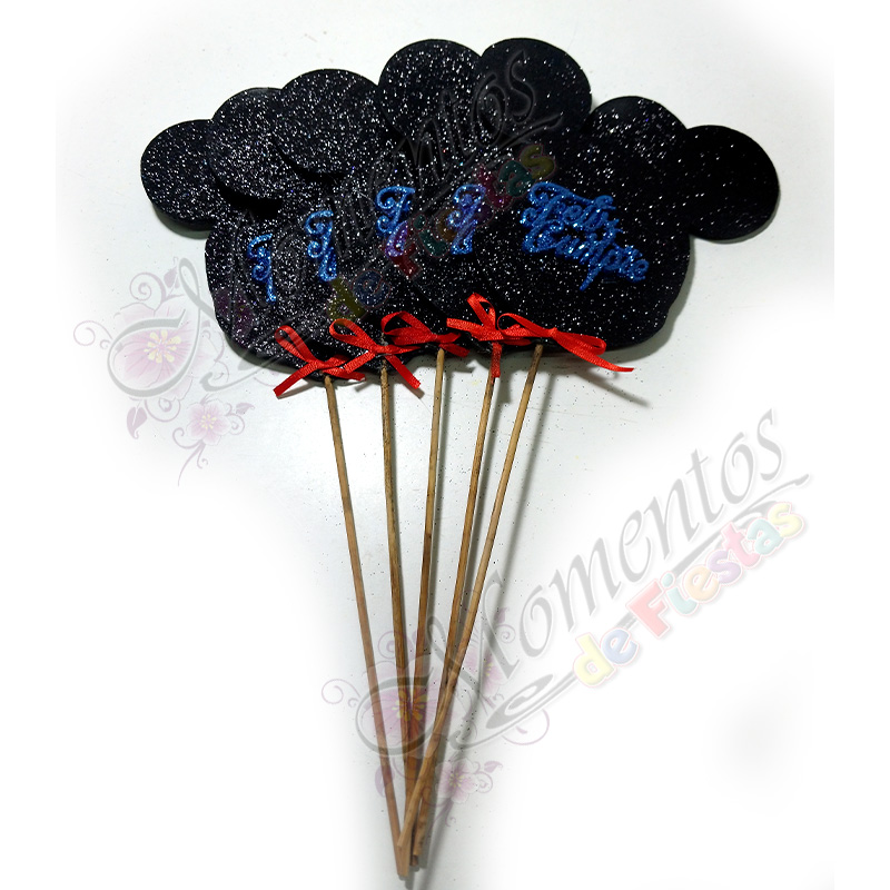 Adorno de torta - Mini Mouse x5 unidades (c/celeste) - Image 3