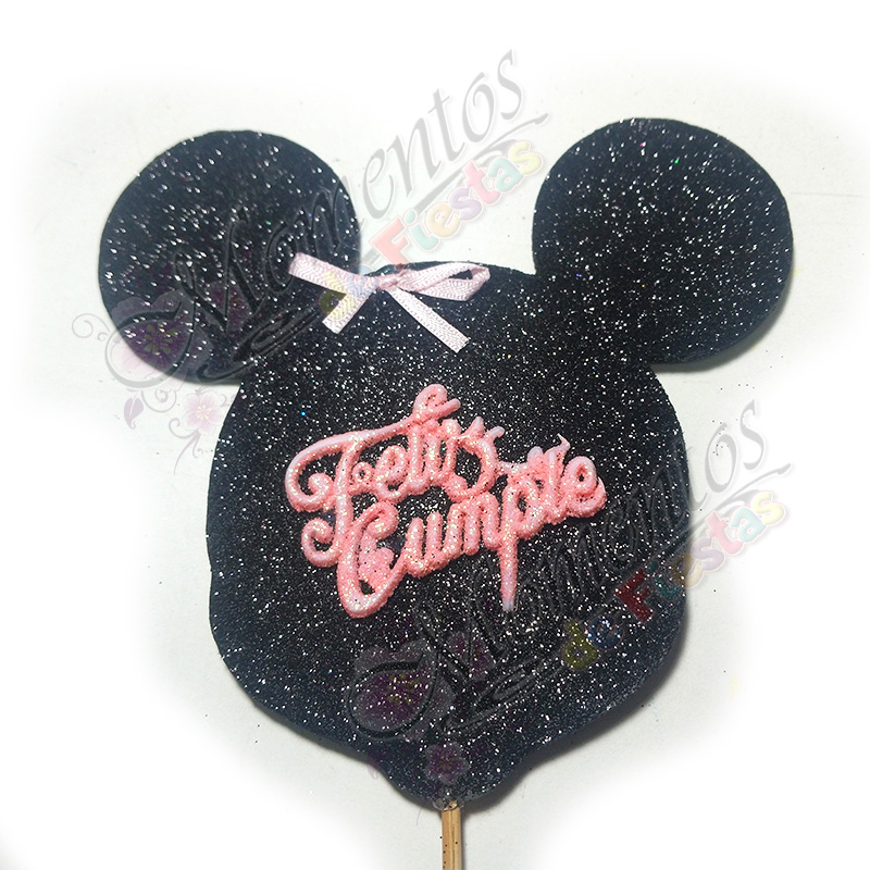 Adorno de torta - Mini Mouse x5 unidades (c/rosa)