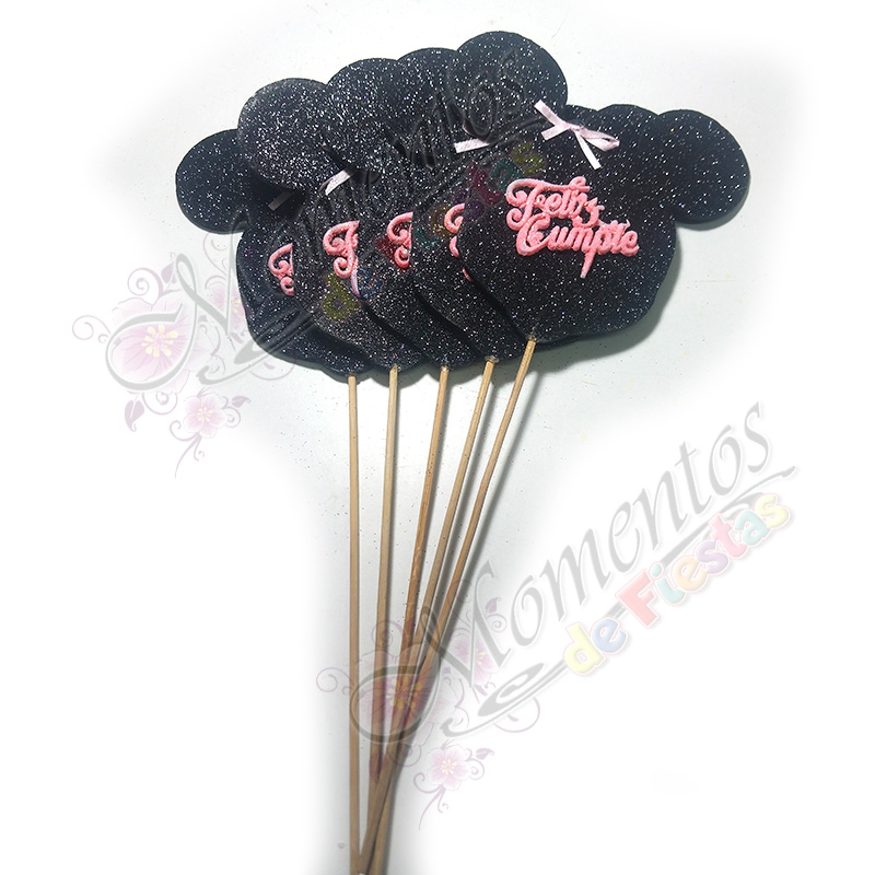 Adorno de torta - Mini Mouse x5 unidades (c/rosa) - Image 3