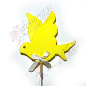 Adorno de Torta - Paloma doble amarilla x5 unidades