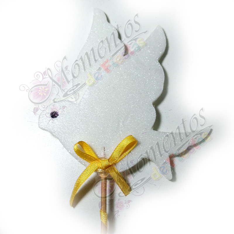 Adorno de Torta - Paloma doble x5 unidades (c/amarillo)