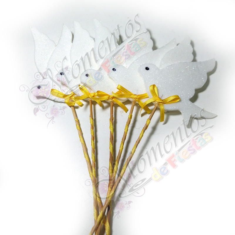 Adorno de Torta - Paloma doble x5 unidades (c/amarillo) - Image 3