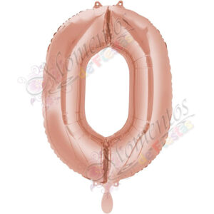 Globo Número 0 Metalizado - Color ROSA GOLD