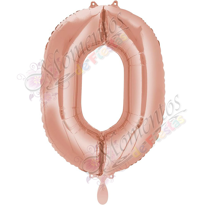 Globo Número 0 Metalizado - Color ROSA GOLD