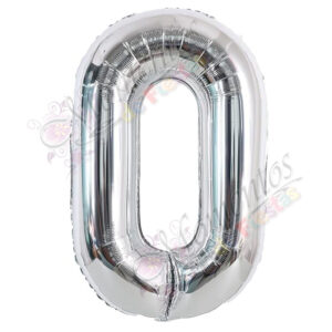 Globo Número 0 Metalizado - Color PLATEADO