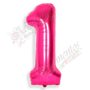 Globo Número 1 Metalizado - Color FUCSIA