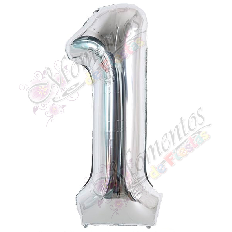 Globo Número 1 Metalizado - Color PLATEADO