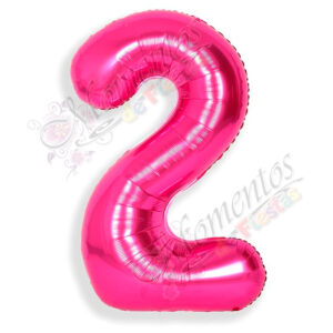 Globo Número 2 Metalizado - Color FUCSIA