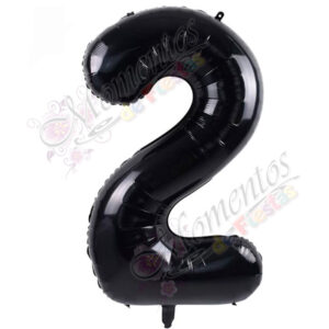 Globo Número 2 Metalizado - Color NEGRO