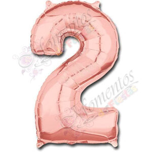 Globo Número 2 Metalizado - Color ROSA GOLD