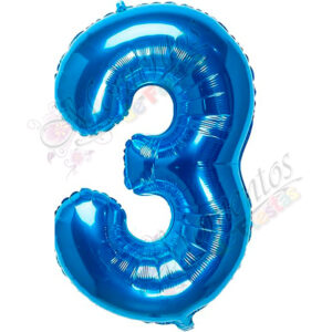 Globo Número 3 Metalizado - Color AZUL
