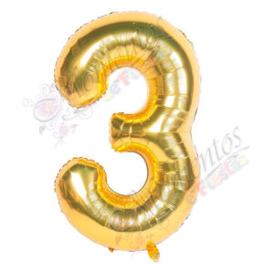 Globo Número 3 Metalizado - Color DORADO