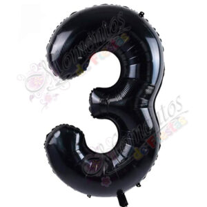 Globo Número 3 Metalizado - Color NEGRO