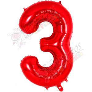 Globo Número 3 Metalizado - Color ROJO