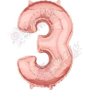 Globo Número 3 Metalizado - Color ROSA GOLD