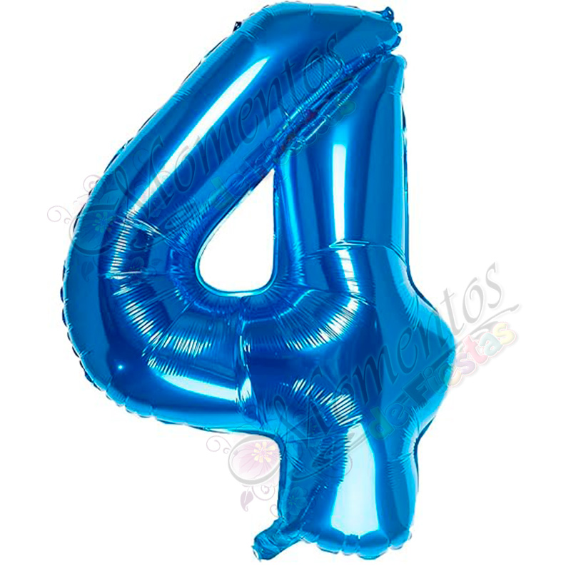 Globo Número 4 Metalizado - Color AZUL