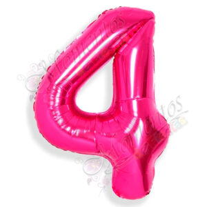 Globo Número 4 Metalizado - Color FUCSIA