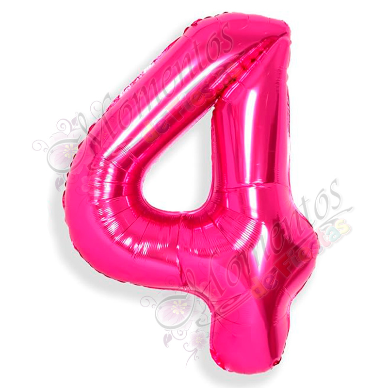 Globo Número 4 Metalizado - Color FUCSIA