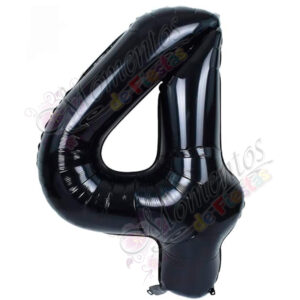 Globo Número 4 Metalizado - Color NEGRO