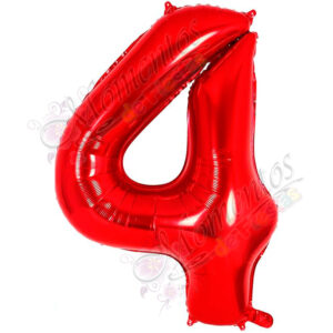 Globo Número 4 Metalizado - Color ROJO