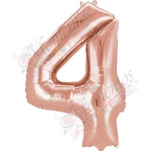 Globo Número 4 Metalizado - Color ROSA GOLD