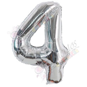 Globo Número 4 Metalizado - Color PLATEADO