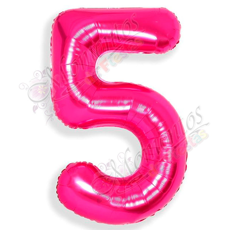 Globo Número 5 Metalizado - Color FUCSIA