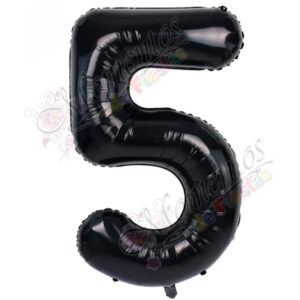 Globo Número 5 Metalizado - Color NEGRO