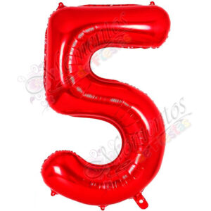 Globo Número 5 Metalizado - Color ROJO