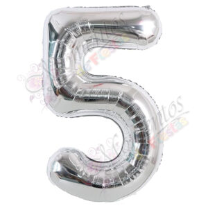 Globo Número 5 Metalizado - Color PLATEADO