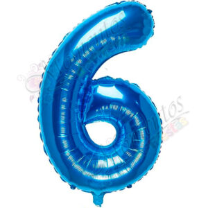 Globo Número 6 Metalizado - Color AZUL