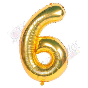 Globo Número 6 Metalizado - Color DORADO