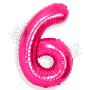 Globo Número 6 Metalizado - Color FUCSIA