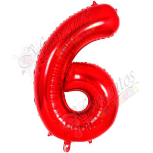Globo Número 6 Metalizado - Color ROJO