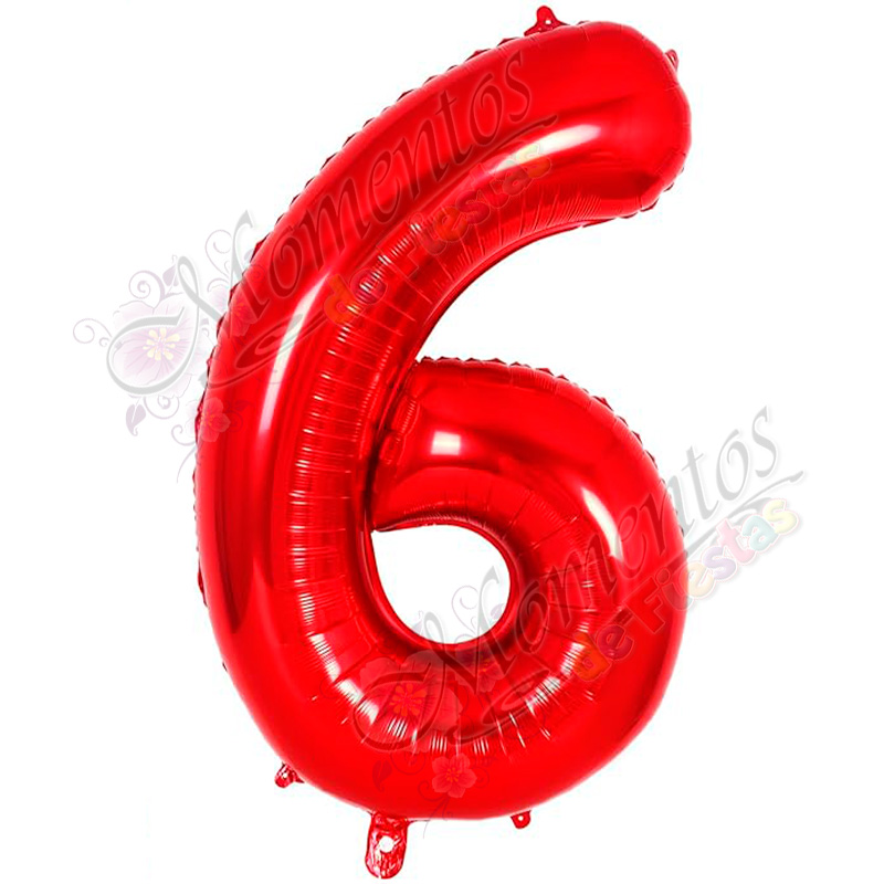 Globo Número 6 Metalizado - Color ROJO