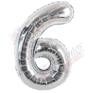 Globo Número 6 Metalizado - Color PLATEADO