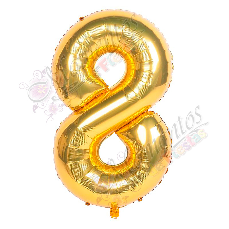 Globo Número 8 Metalizado - Color DORADO