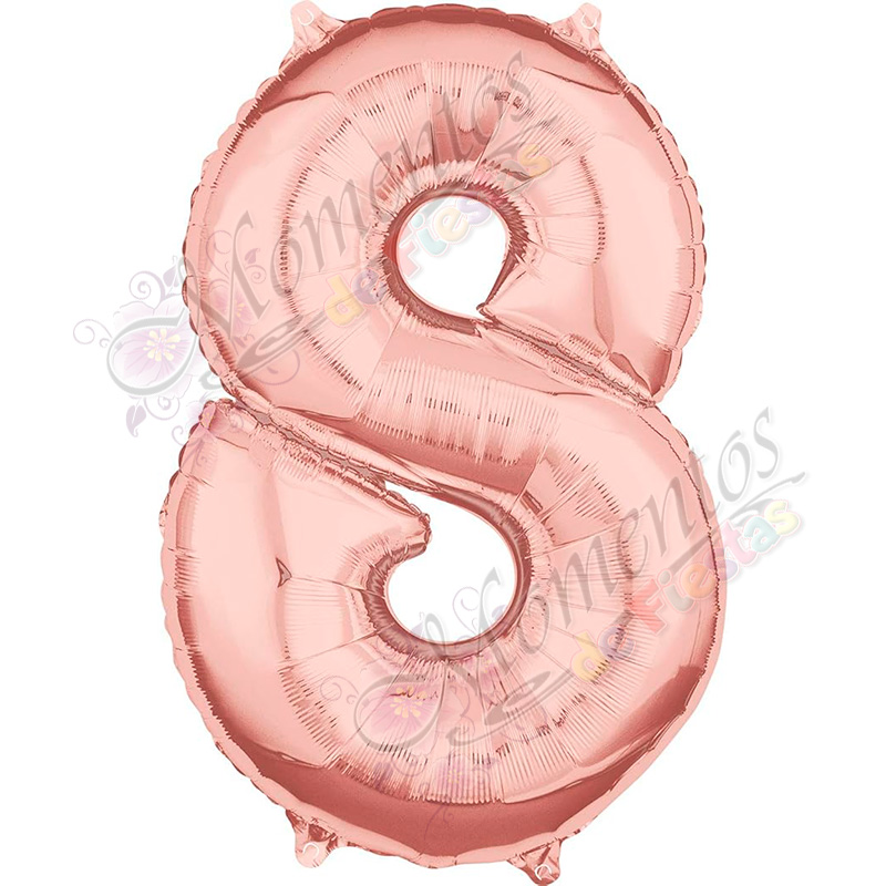 Globo Número 8 Metalizado - Color ROSA GOLD