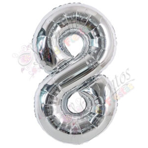 Globo Número 8 Metalizado - Color PLATEADO